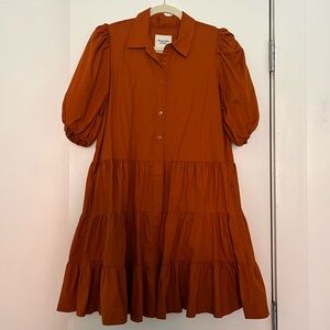 Abercrombie & Fitch Poplin Puff Sleeve Shirt Dress